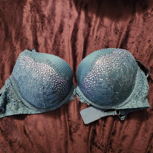 Victoria's Secret Very Sexy Push-Up rhinestone embellished 34DD strappy - Picture 1 of 3
